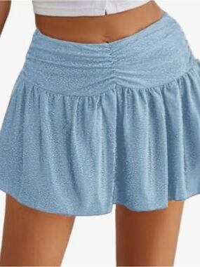 AVIDLOVE Shimmer Red Ruched Waist Mini Skirt